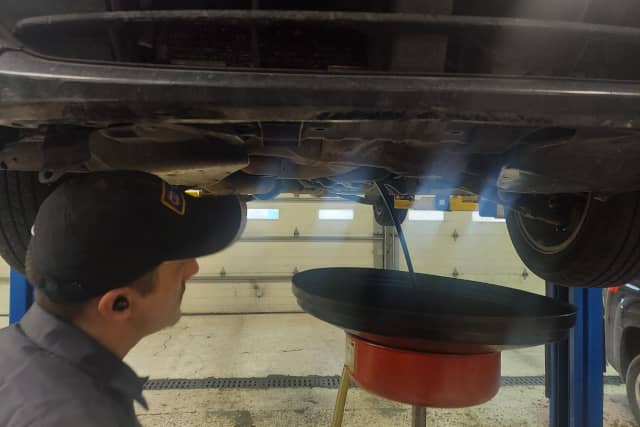 Oil change service at Hoover Street Auto Repair in Ann Arbor, MI.