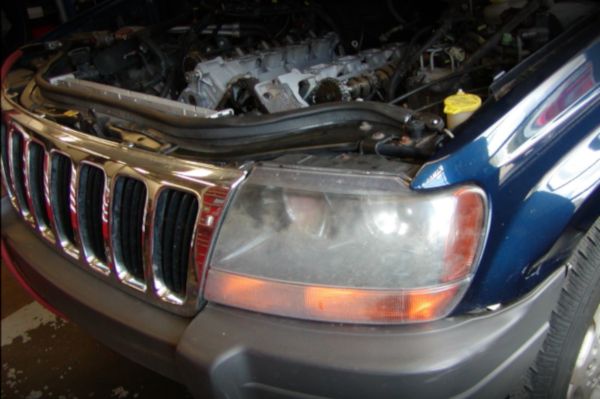 Before headlight restoration refinish service in Ann Arbor MI
