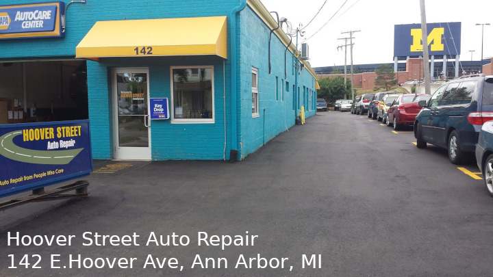 Hoover Street Auto Repair with UMish Stadium in background